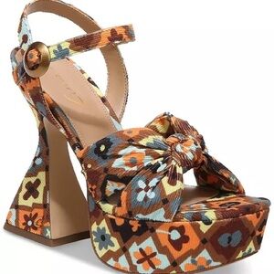 Sam Edelman Floral Heels - Brown and Orange